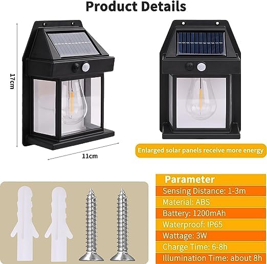 SolarSense Motion Lamp, Wireless outdoor Solar Wall Bulb Lamp (1 Piece)