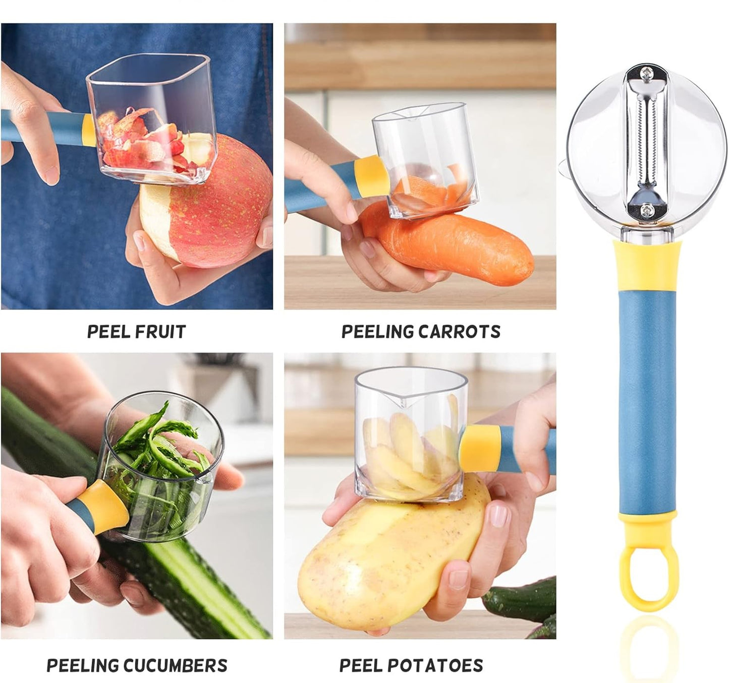 Peel-O-Matic Vegetable & Fruit Peeler with peel collector (set of 1)